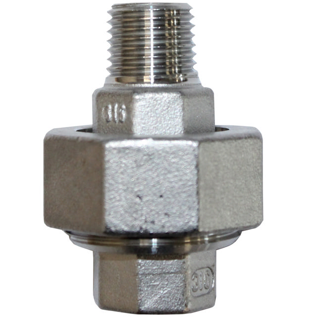 Threaded Fitting, Rustfri, ISO 4144, Union m/teflon pak., 3/8", AISI316